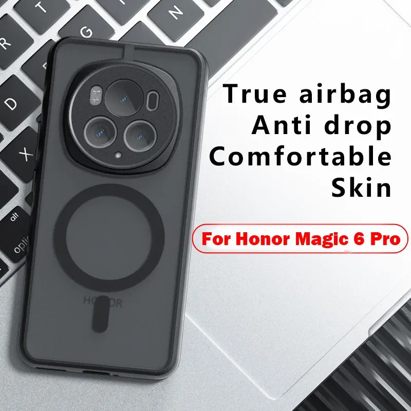 For Honor Magic 6 Pro Charging Case: ELVEV Skin Feeling Hard PC + TPU Protective Shell