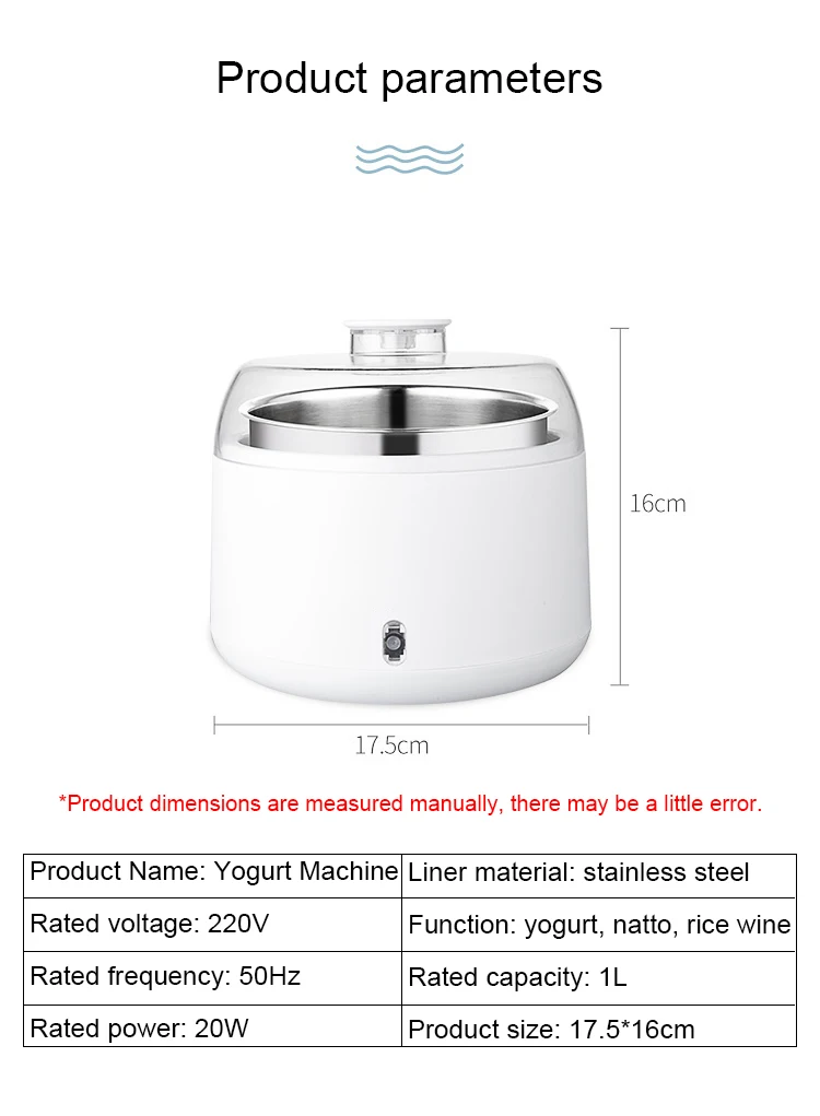 DMWD Multifunctional Mini Yogurt Maker 1L Stainless Steel Liner Leben Ferment Machine Automatic Natto Rice Wine DIY Yogurt Tools 6