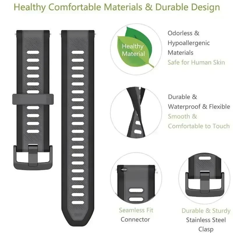 Versatile Silicone Smartwatch Strap in Multiple Sizes