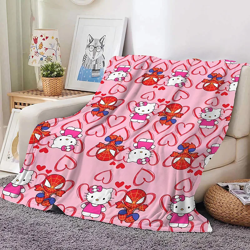 thumbnail image 1 of Hello Kitty Cartoon Anime Flannel Blanket Cartoon Throw Home Sofa Spider-Man Lunch Break Blankets Student Blankets Nap Gift, 1 of 5