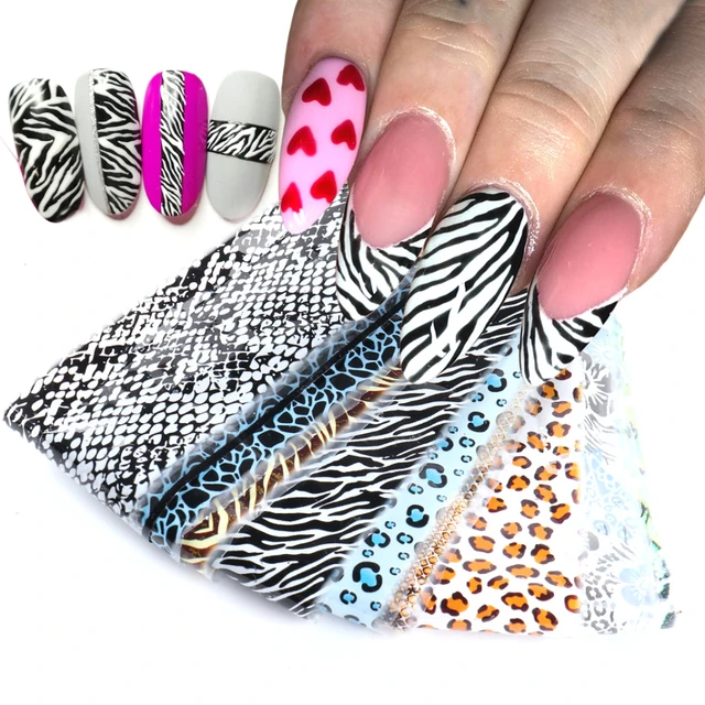 Leopard Print Nail Foil Transfer Sticker Nail Art Supplies Leopard Skin  Marble Pattern Nail Foils Nail Art Stickers Holographic Nail Transfer Foils