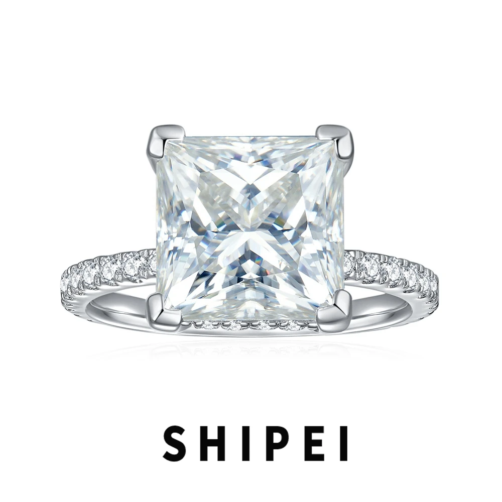 

SHIPEI 5CT Princess Cut 3EX D Moissanite Diamond Women Ring Jewelry Engagement Sparkling 925 Sterling Silver Anniversary Gift