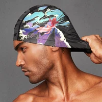 Unisex Chinese Style Swimming Cap Hats Accessories For Man Women Kids Youngs Waterproof Fishtail 1