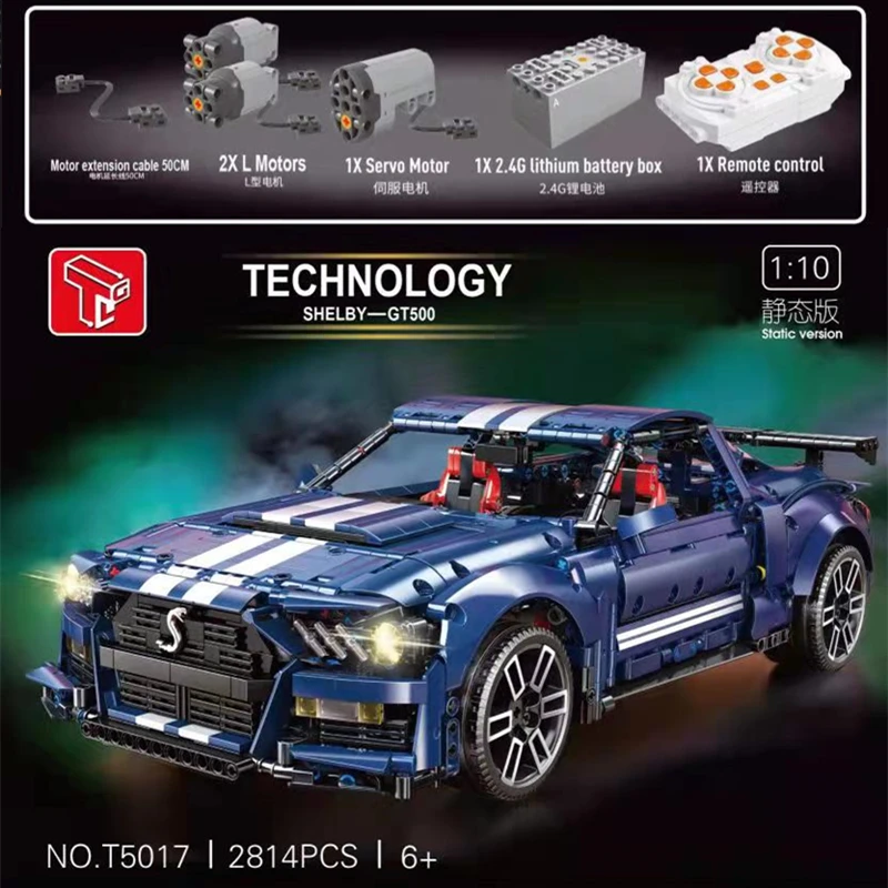 In Stock High-Tech T5017 2814Pcs Rc App Mustang Super Sport Racing Car Model Building Blocks Bricks Toys Kid Christmas Gifts