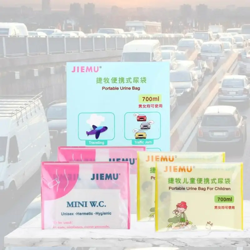28ED 4 Pcs Emergency Urinal Bag Disposable Urine Bag for Men and Women Portable Pee for Travel Brief Relief