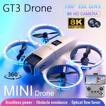 NUOVO GT3 Mini Drone 8K HD Doppia Fotocamera Antenna Intellig Evitamento Ostacoli Flusso Ottico Hover Evitamento Drone RC A Quattro Assi 10000M