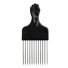 Professional Wide Teeth Fist Shape Black Handle Afro Pick Hair Comb Metal Salon Comb 1