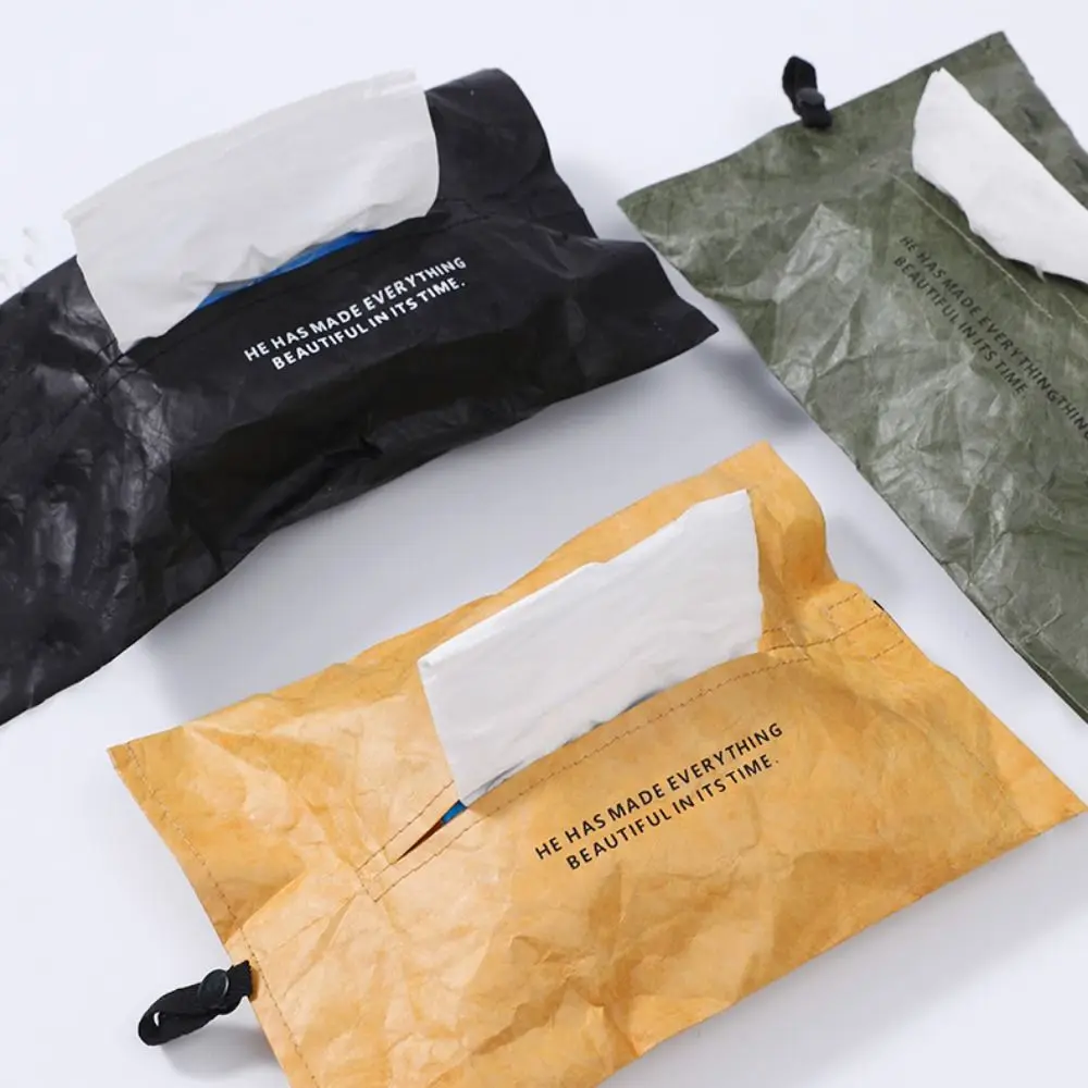 Car Tissue Holder DuPont Paper Portable Tissue Case Foldable Dustproof Napkin Papers Bag Waterproof Toilet Tissue Box Office 5