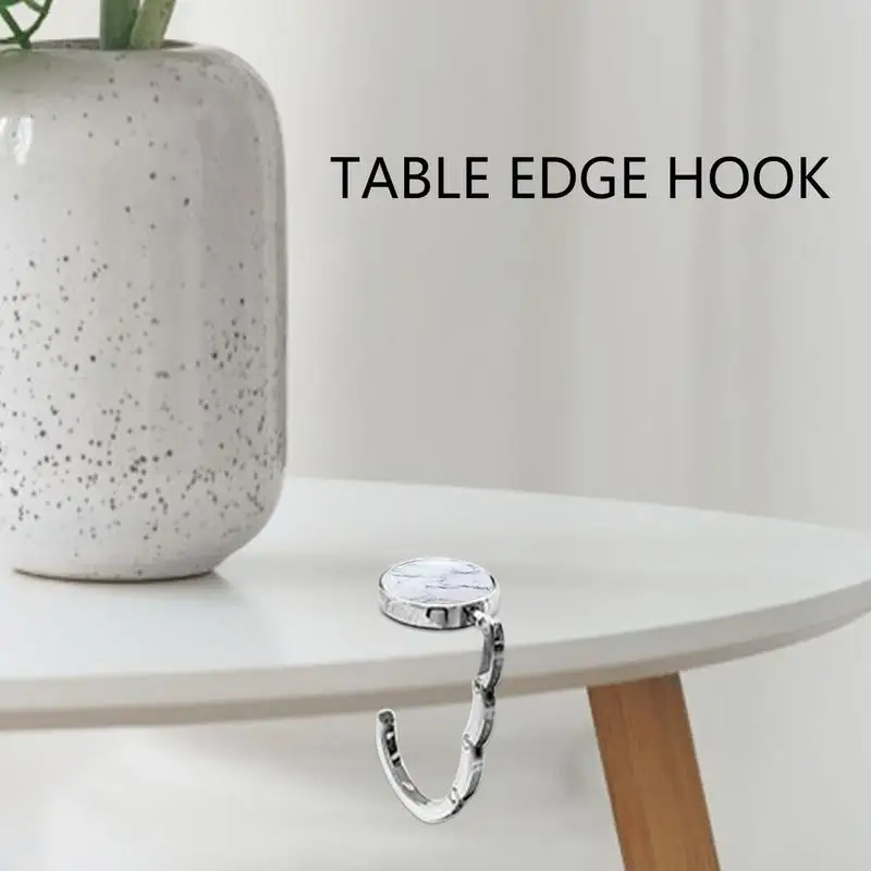 1Pc Round Folding Table Edge Hook Vintage Foldable Purse Bag Hanger Handbag Hook Holder  For Indoor Outdoor Table Use 6