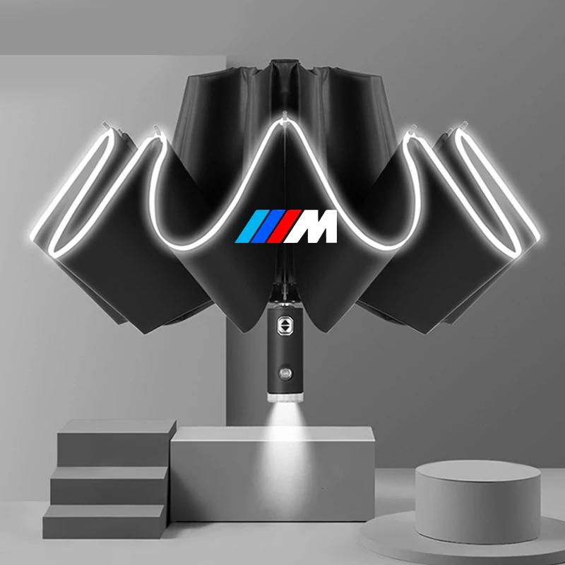 Car Led Light Automatic Folding Windproof Sunshade Umbrella BMW M Power M3 X1 X3 X5 E36 E39 E46 E60 E90 F10 F20 F30 G20 G30