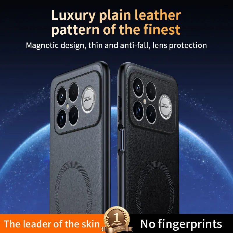 Magnetic Leather Shield Case with Anti-Fingerprint Non-Slip Grip