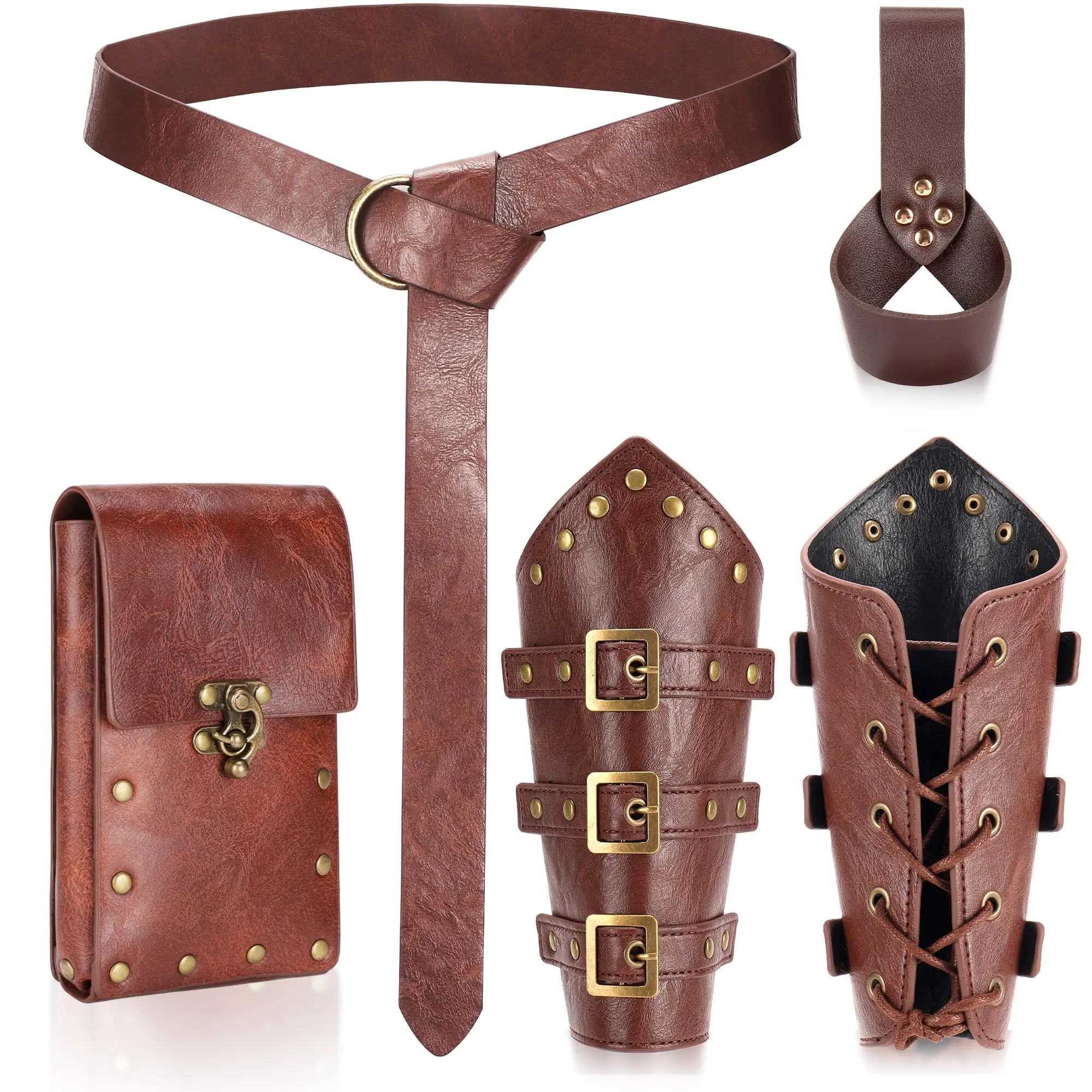Renaissance Mittelalterlicher Gürtelrock Wander-Wikinger-Horn-Design Lederabdeckung für Schwertfrosch-Zubehör