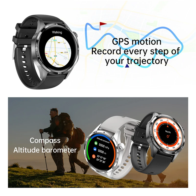 2025 New GPS Smart Watch Men Compass NFC AMOLED 360*360 HD Screen Heart Rate Bluetooth Call Waterproof SmartWatch Watch 5 Pro
