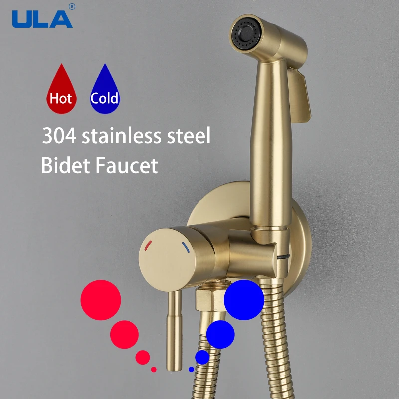 ULA Bidet Faucet Stainless Steel Portable Toilet Bidet Sprayer Set Toilet Faucet Hygienic Shower Hot Cold Water Shoer Head 2