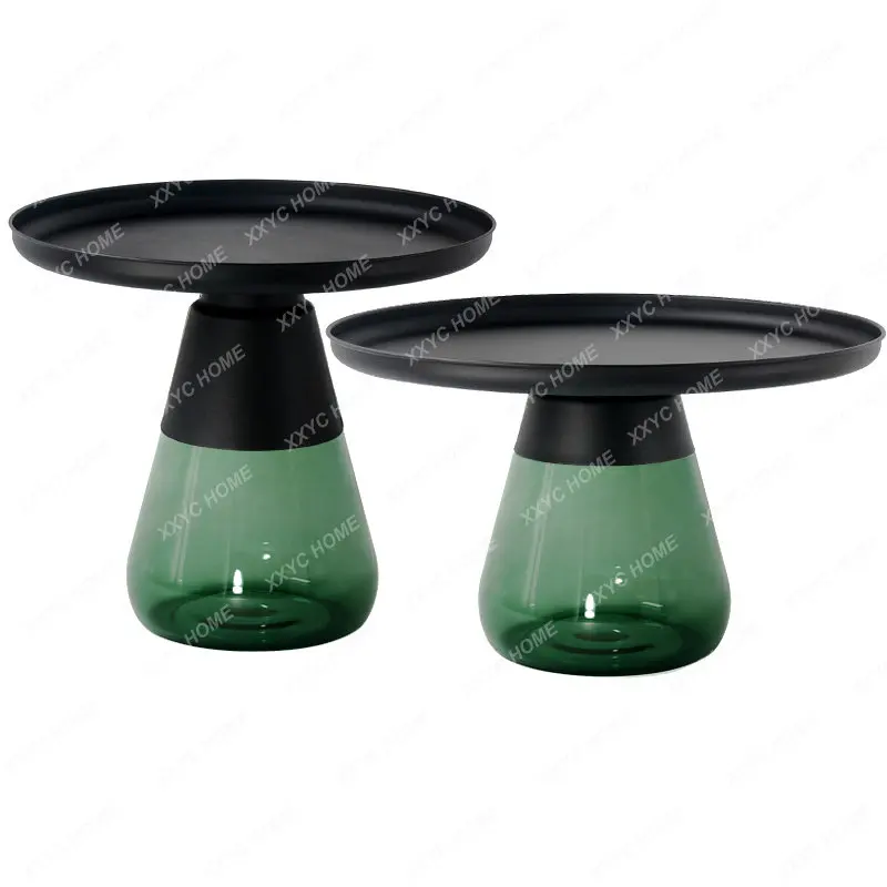 

Metal Glass Tea Table round Minimalist Creative Small Apartment Living Room Side Table Combination
