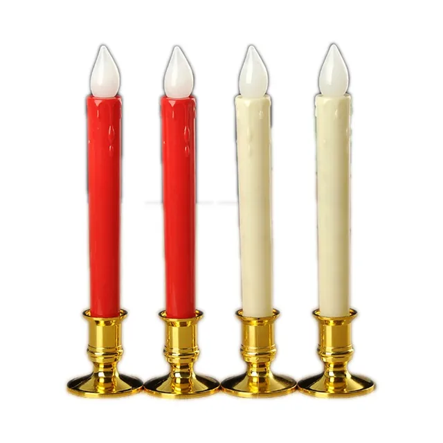 2pcs Traditional Shape Taper Standard Candle Holders Silver/Gold Candlestick Electronic Candles Wedding Dinner Home Decor 4