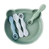 1/2PCS Lovely Baby Learning Spoons Utensils Set Adorable Toddler Tableware Baby Silicone Teether Toys Feeding Scoop Training 5