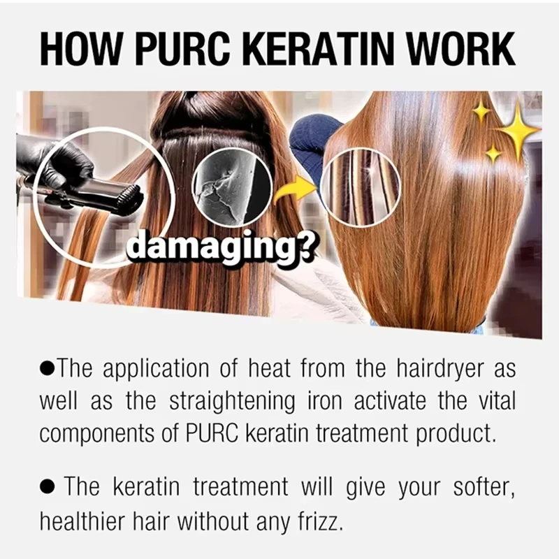 1000ml Brazilian Keratin Hair Treatment 0%/5%/8%/12% Formalin Smoothing Straightening Soften Hair Care Professional Salon PURC