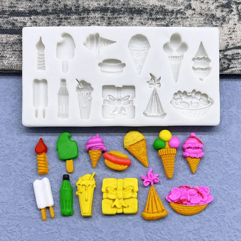 IIce Cream Cones Soda Water Shape Silicone Sugarcraft Mold Chocolate Candy Fondant Cake Decorating Tools