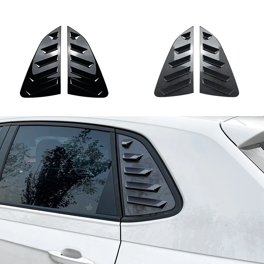 

For Volkswagen Polo MK6 2018+ Car Rear Window Shutter SideTuyere Diffuser Carbon Black Exterior Decoration Accessories Parts