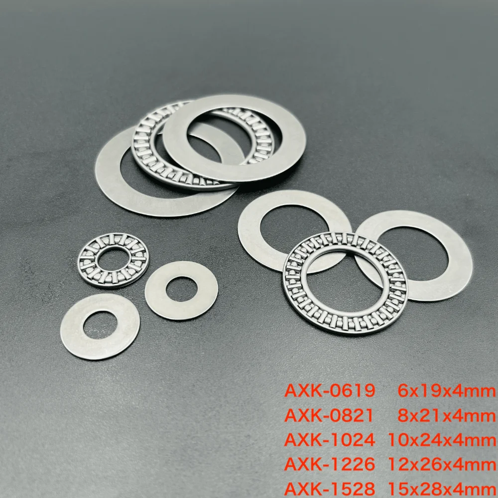 Thrust Needle Roller Bearing With Two Washer 5 Sets AXK0619+2AS AXK0821+2AS AXK1024+2AS AXK1226+2AS AXK1528+2AS 3-in-1