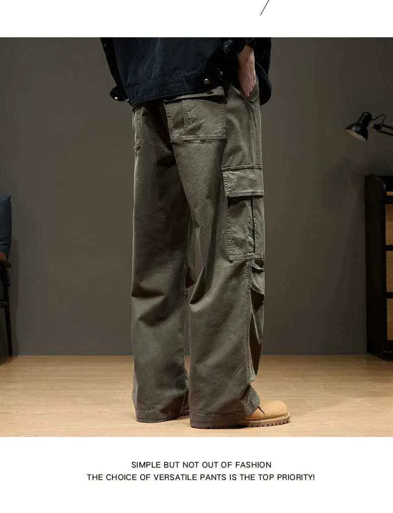 Men's Baggy Cargo Pants with Pockets 100% Cotton Drawstring Elastic Waist Wide Leg Outdoor Casual Pants Plus Size 8XL S8138751d9b9e4bf4ac8fa574421bc5adj