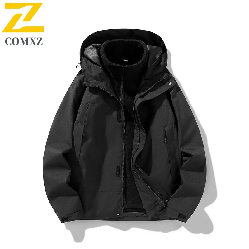 COMXZ 3-in-1 Premium Classic Jacket for Men Outdoor Expedition Wind Resistant Motorcycle Coat Cozy Stylish Autumn Men Clothing
