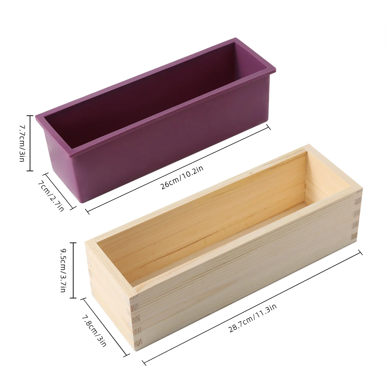 Nicole Stampo Per Sapone In Silicone – Forma Pagnotta Rettangolare Con Scatola In Legno Fai Da Te