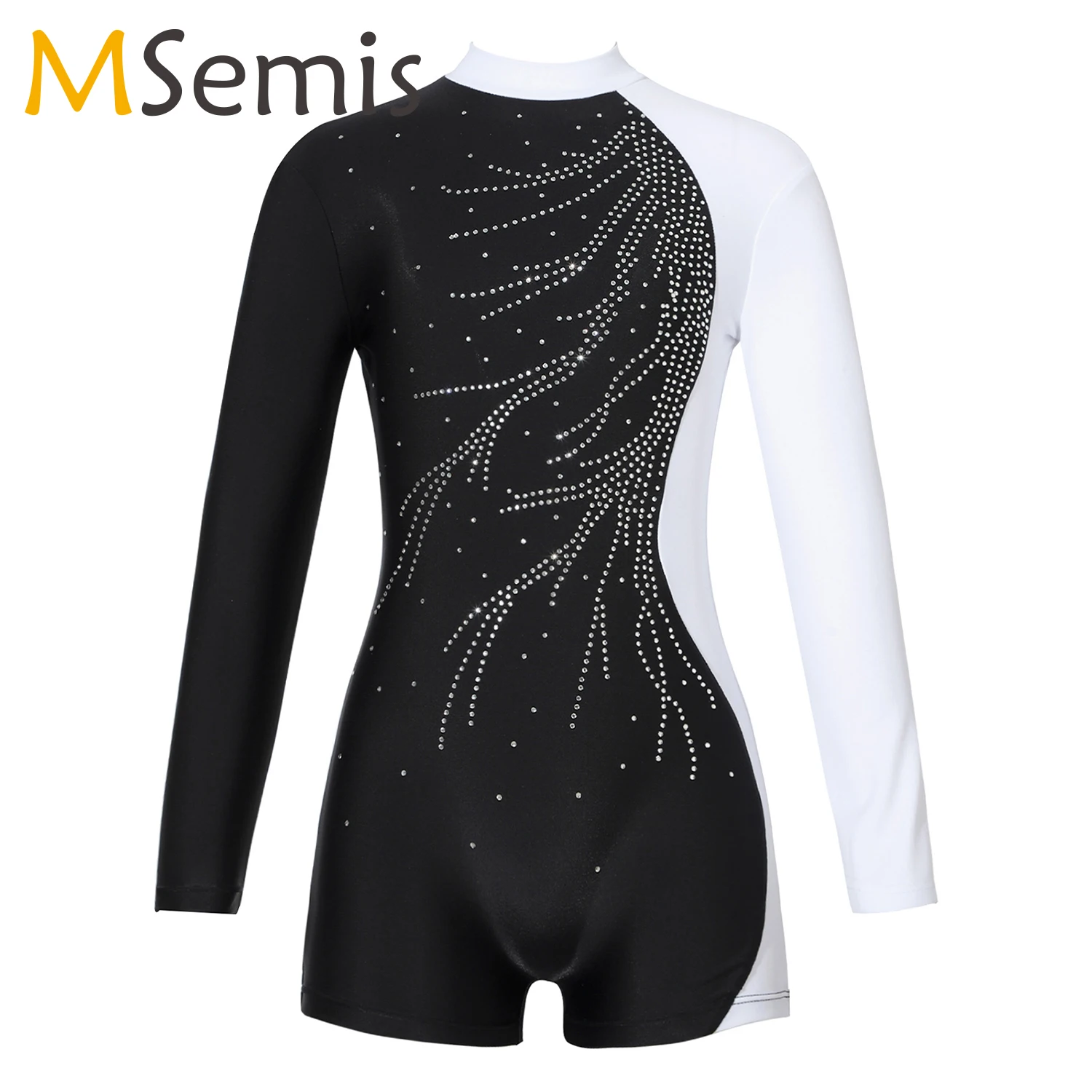 

Gymnastics Leotard for Kids Girls Biketards One-piece Long Sleeve Shiny Diamonds Tank Ballet Dance Unitard Short Bodysuit