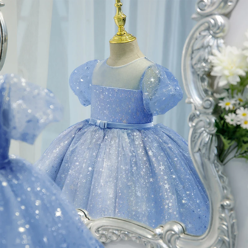 Compra online de Bordado elegante crianças vestidos de princesa para  meninas luxo renda dourada do vintage crianças festival festa vestido bebê  batismo