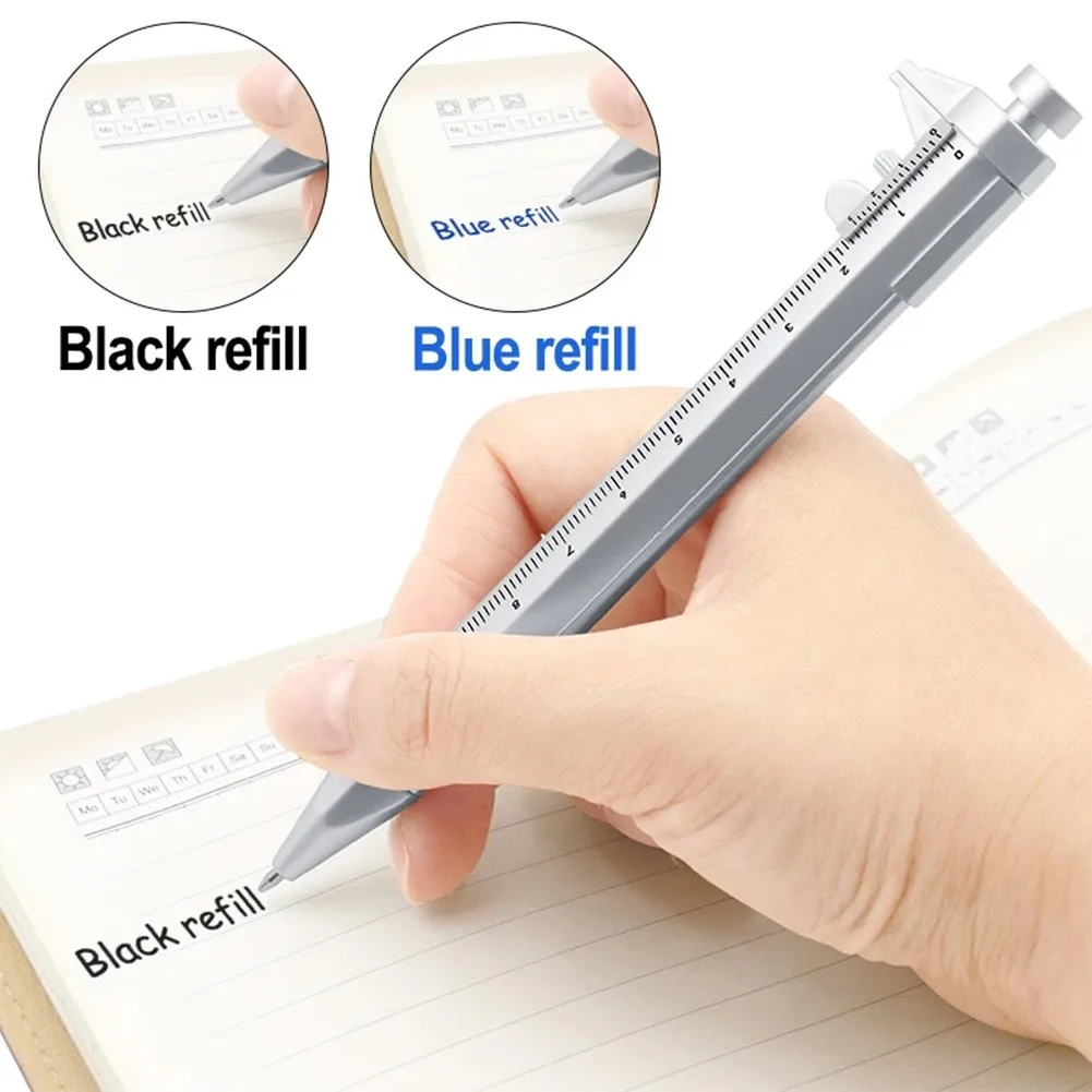 Plastic Vernier Caliper Pen Ballpoint Pen Multifunction 0.5mm Gel Ink Pen Vernier Caliper Stationery Measuring Tool Pen