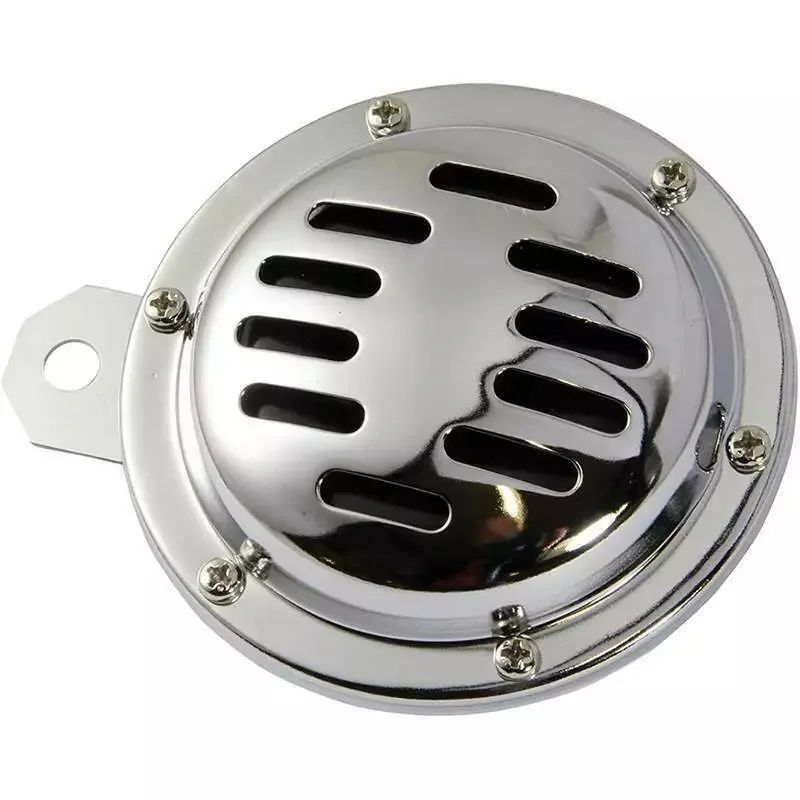 Motorcycle Electric Horn, Car Horn | 1pcs 12V Motorcycle Horn Chrome Round Slotted Grille Car Horn Cover Fit For Speaker Horns Bike Car Accessories