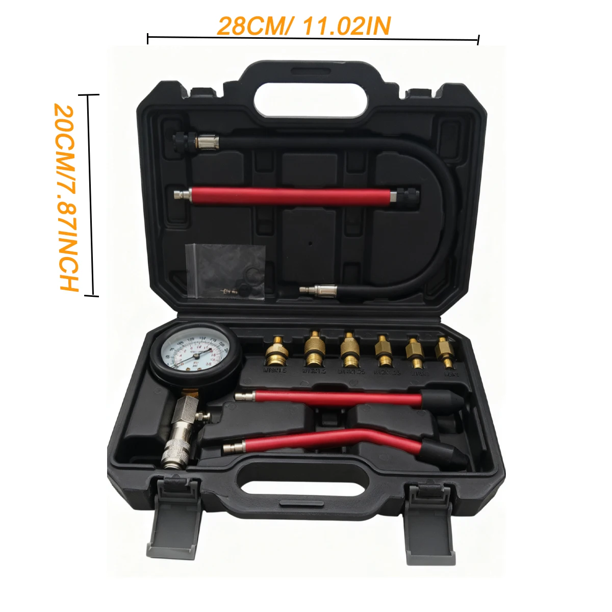 휘발유 엔진 압축 테스터 키트 0-300 PSI 디젤 엔진 실린더 압력 게이지 도구 세트 자동차 오토바이용