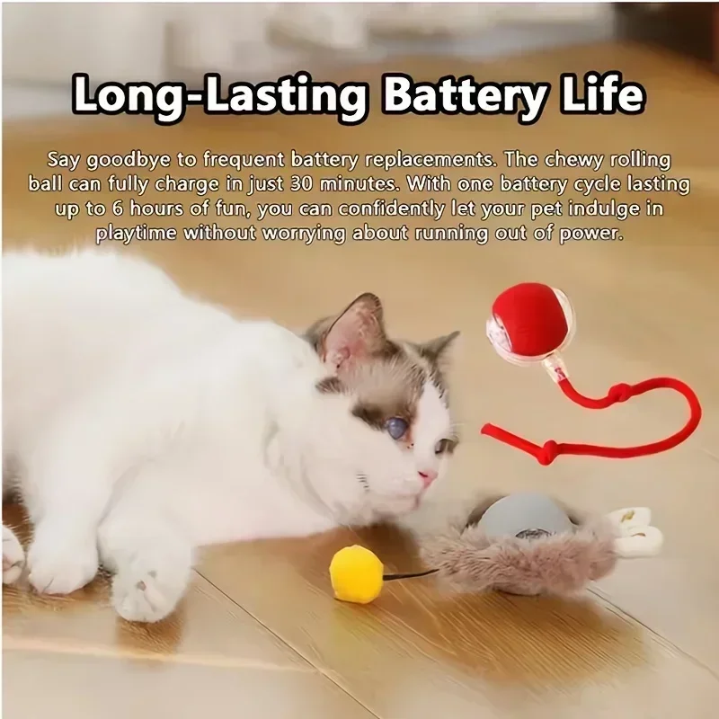 Cat Toys Rechargeable Pet Interactive Automatic Rolling Ball Toy Simulated Tail cat toys