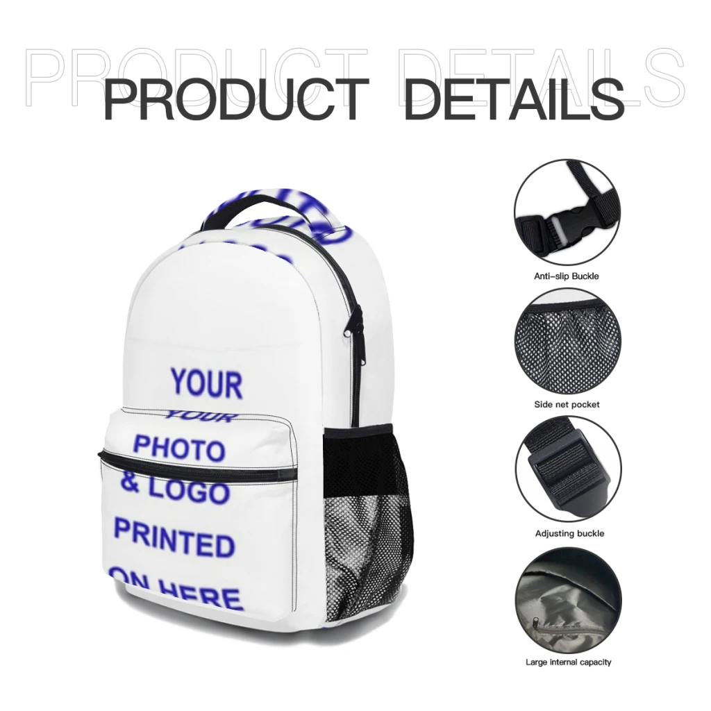 Custom Customized your name and photo High Waterproof College Backpack Laptop Travel Book Bag 17inch Suit(Lunch Bag,Pencil Case) 5