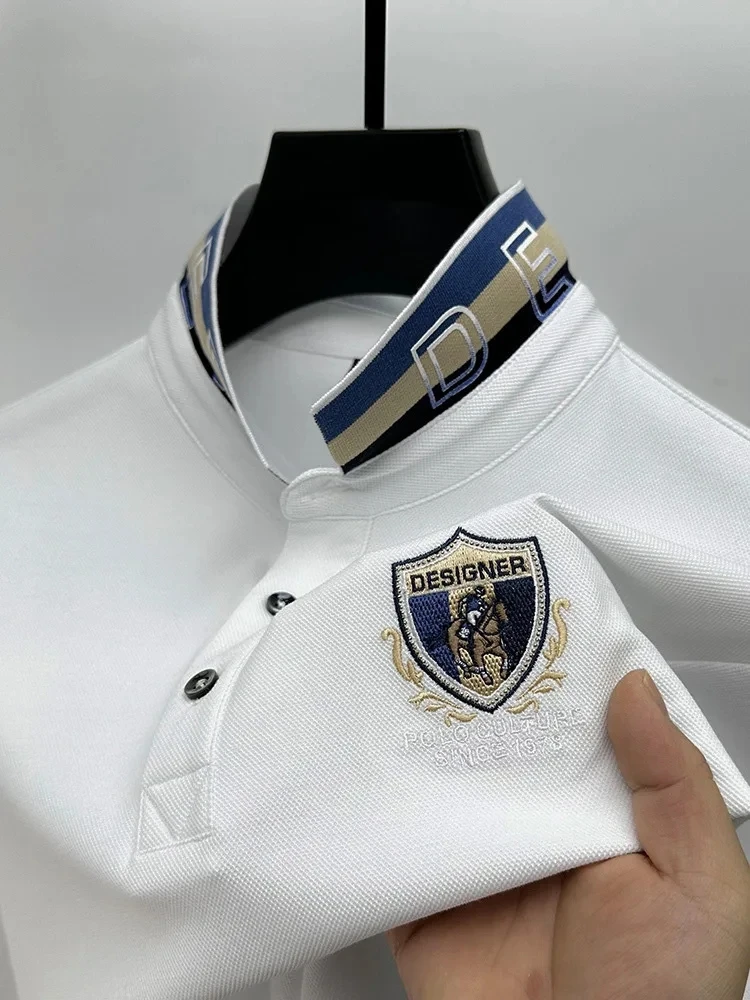 Polo Shirt Breathable Cotton POLO shirt short sleeve men's summer letter embroidery fashion business
