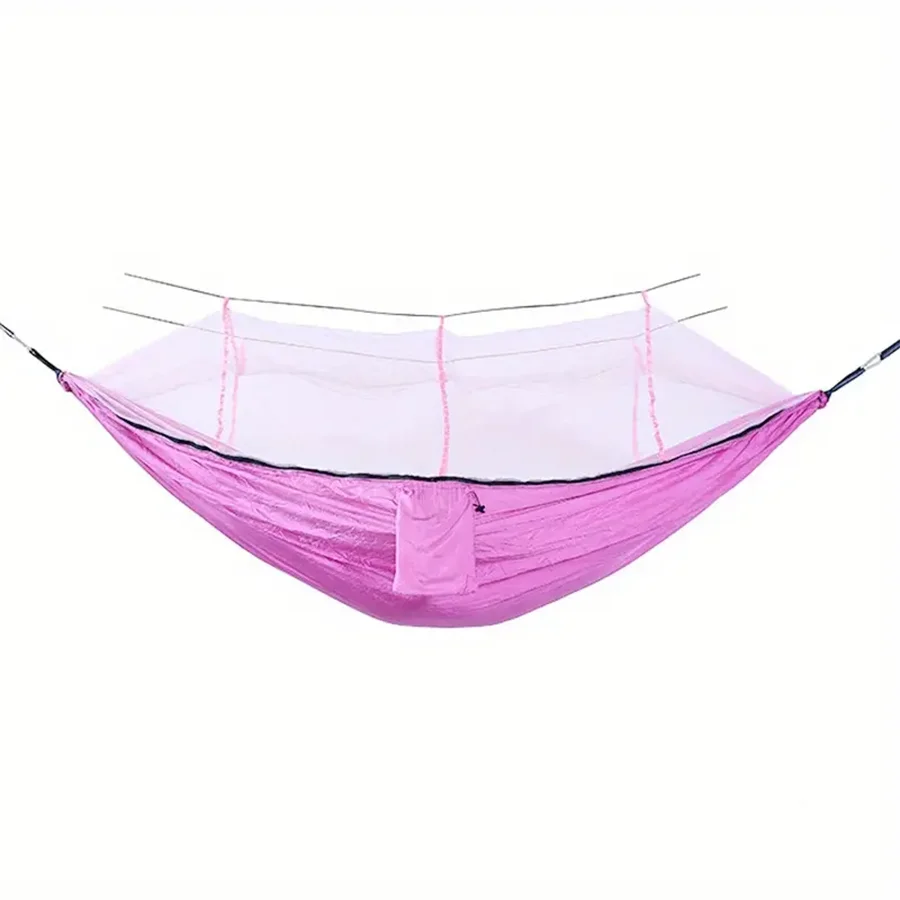 ערסל ורוד יתוש כפול רשת ערסל פנאי נייד, מתאים לטיולי קמפינג בחוץ וטיולים בחצר גן