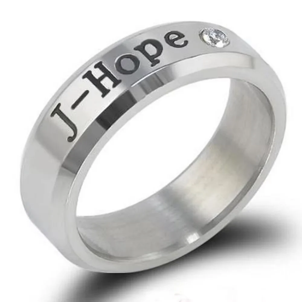 ARMY Jimin Jung Kook V J-HOPE Jin Rap Monst SUGA Rm Rhinestone Titanium Steel Finger Ring Inner 18mm Original Kpop Jewelry Gifts 4