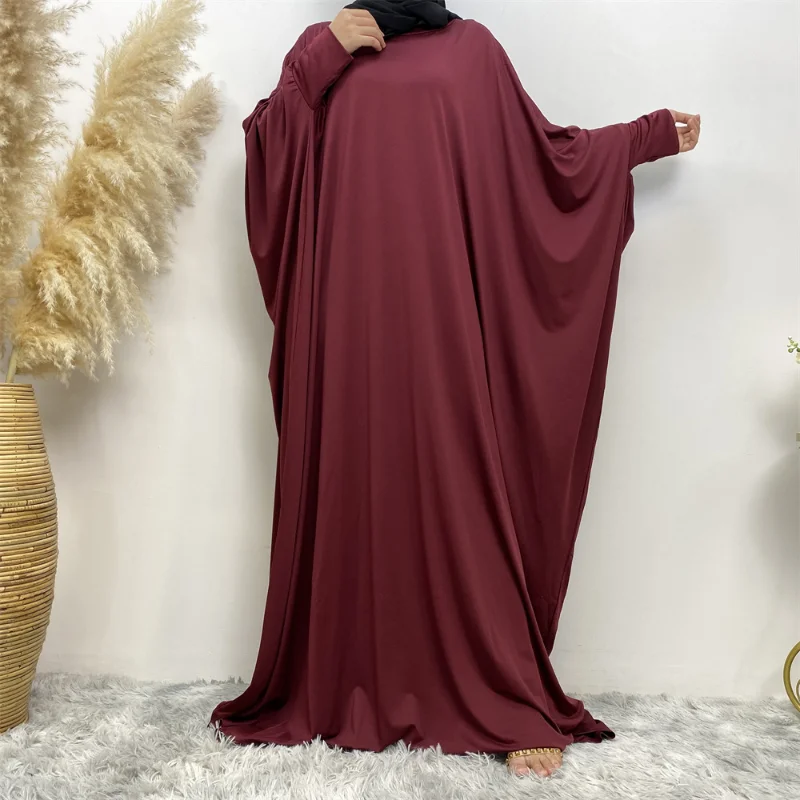 Musulman Abaya Dress, Bat Long Sleeves Clear Color Abayas for Women, Casual Long Skirt, Hooded Long Skirt Pockets, Women's Dress