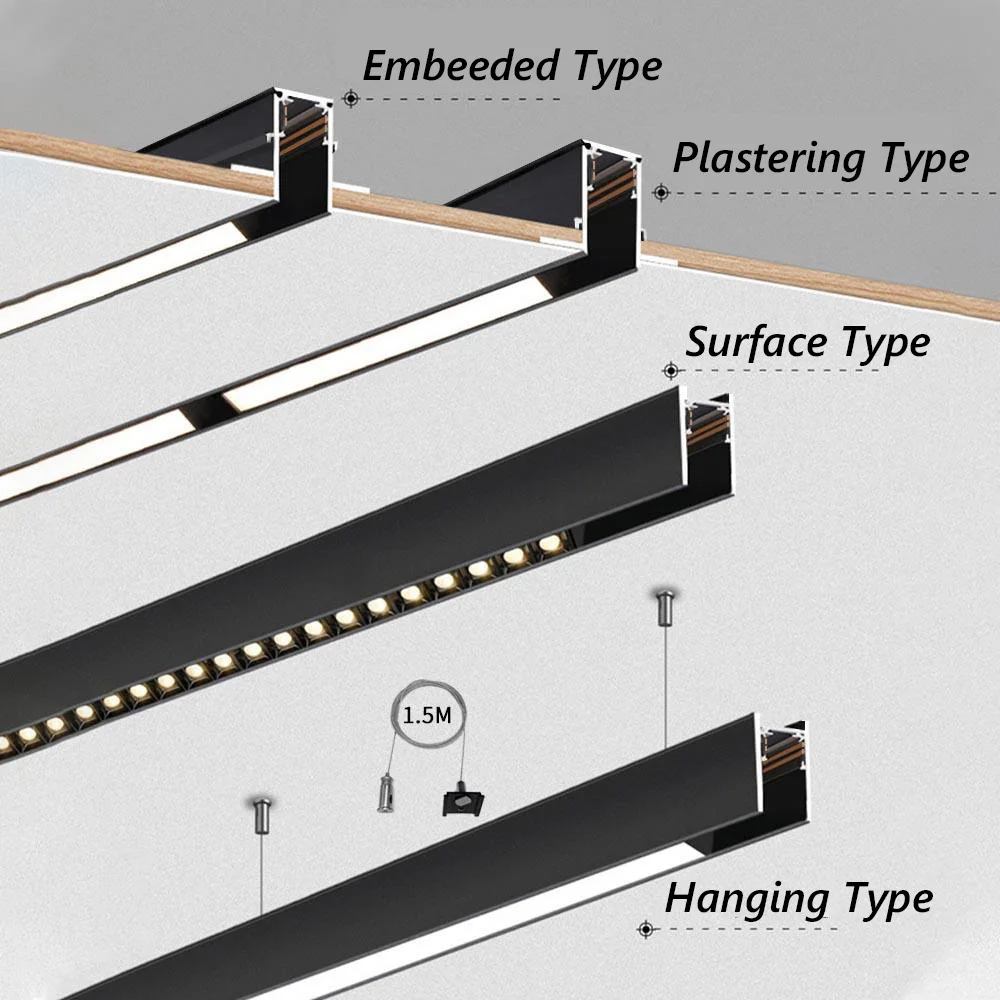 20-Thick Magnetic Track Light DC48V Aluminium Rail LED Downlight Spot Flood Grille Lamp Mordern Living Room Home Black White 4