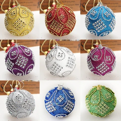 

Christmas Ball Ornaments 8CM for Xmas Tree Hanging Bauble Ball Decorations Pendant Drop Ornament for Christmas Party New Year