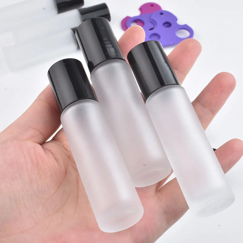 

200pcs/500pcs/1000pcs 10ml Essential Oils Glass Roller Ball Aromatherapy Bottle Empty Roll On Frosted Fragrance Glass Bottles