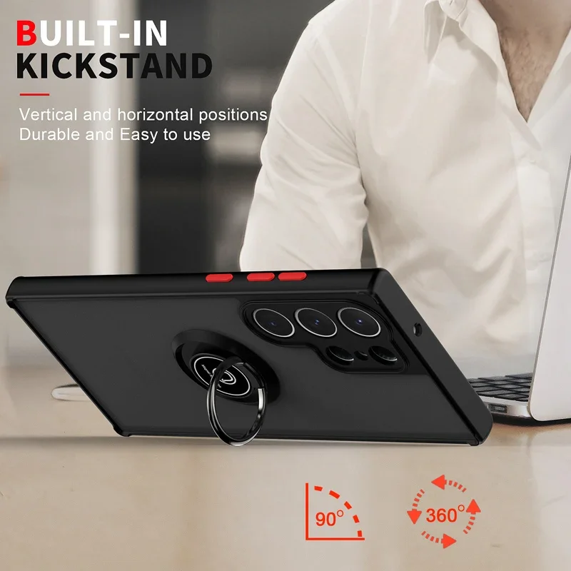 Matte Clear Magnetic Ring Stand Phone Case Cover