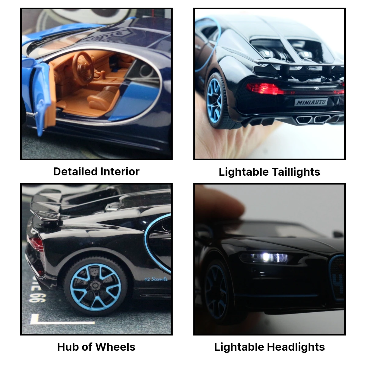 Bugatti Chiron Car Toy For Children 1/32 Diecast Super Sport Miniature Model Pull Back Sound & Light Collection Gift For Boys 5