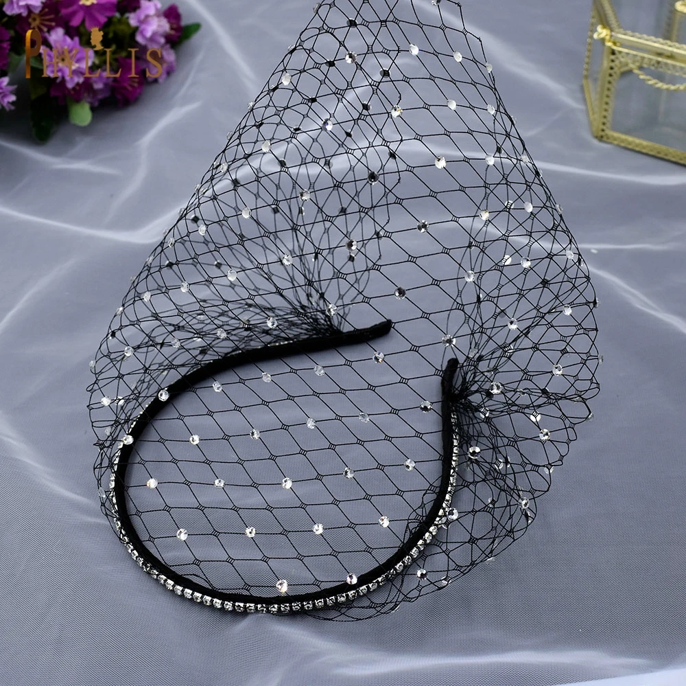 JM06 Handmade Birdcage Veil Rhinestone Headband Fascinator Hat Vintage Wedding Bridal Headpiece Hairbands Party Hair Accessories