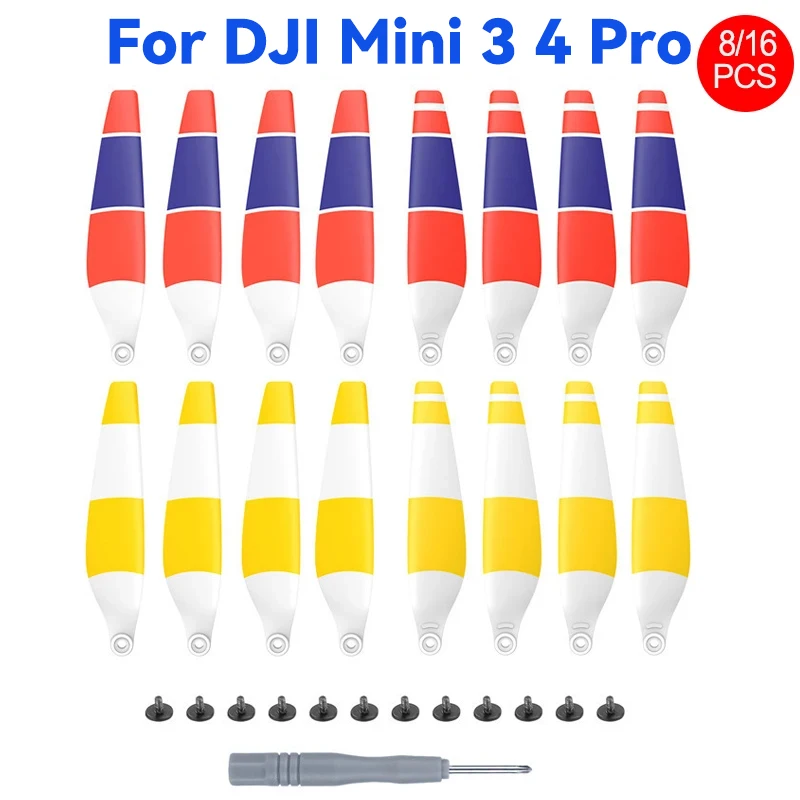 8/16pcs For DJI Mini 4 Pro Mini 3 Pro Propeller Drone Props Blade Replacement Low Noise Wing Fans Part Set Drone Accessories