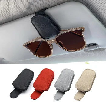 Porta occhiali da sole per auto universale Porta biglietti per carte con clip in pelle magnetica per auto Accessori per la decorazione della scatola degli occhiali per visiera parasole automatica