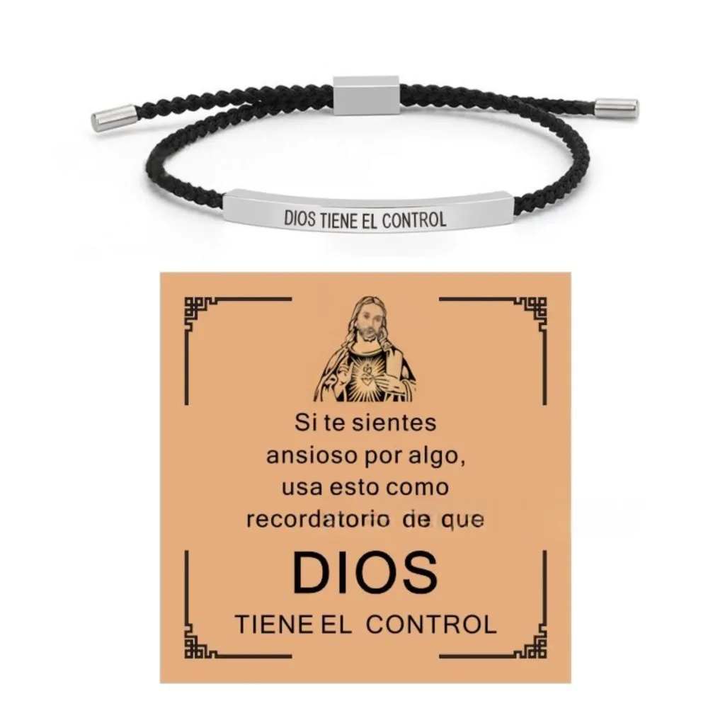 New Fashion Inspirational Bracelet Spanish  'God Is in Control' Engraved Letter Bracelert for Women Men Bracelet Jewelry Gifts
