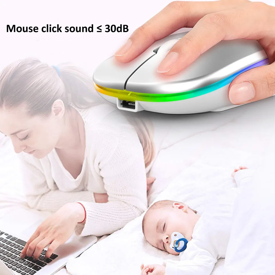 Wireless LED Backlit USB Rechargeable Bluetooth-compatible RGB Silent Gaming Mouse For Ipad Laptop PC Mause Gamer wireless mouse gaming mouse wireless gaming mouse wireless optical mouse