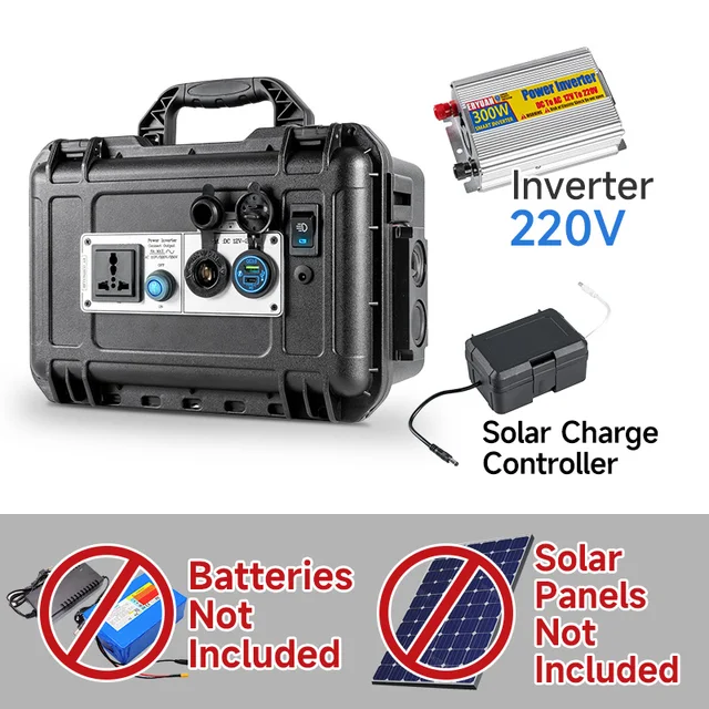  Solar Energy AC 300W Portable Power Station USB Quick Charge  PD QC3.0  Emergency Power Supply For Outdoor Camping  Speaker 